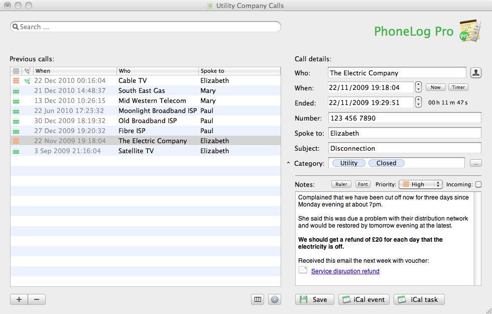 Advanced Call List Image