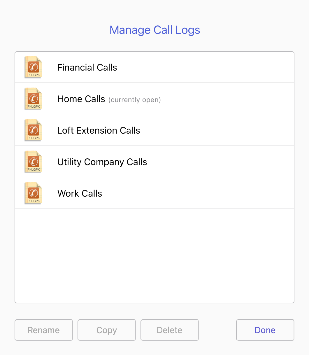 Manage Call Logs Screen image