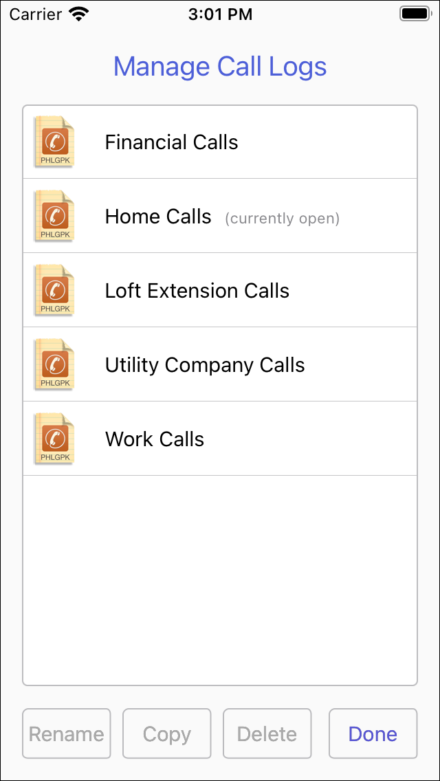 Manage Call Logs Screen image