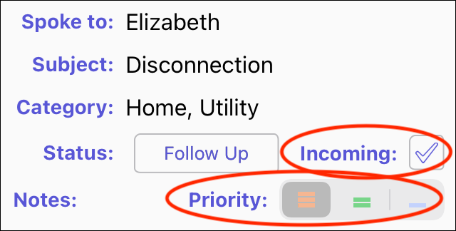 Image of priority and incoming controls